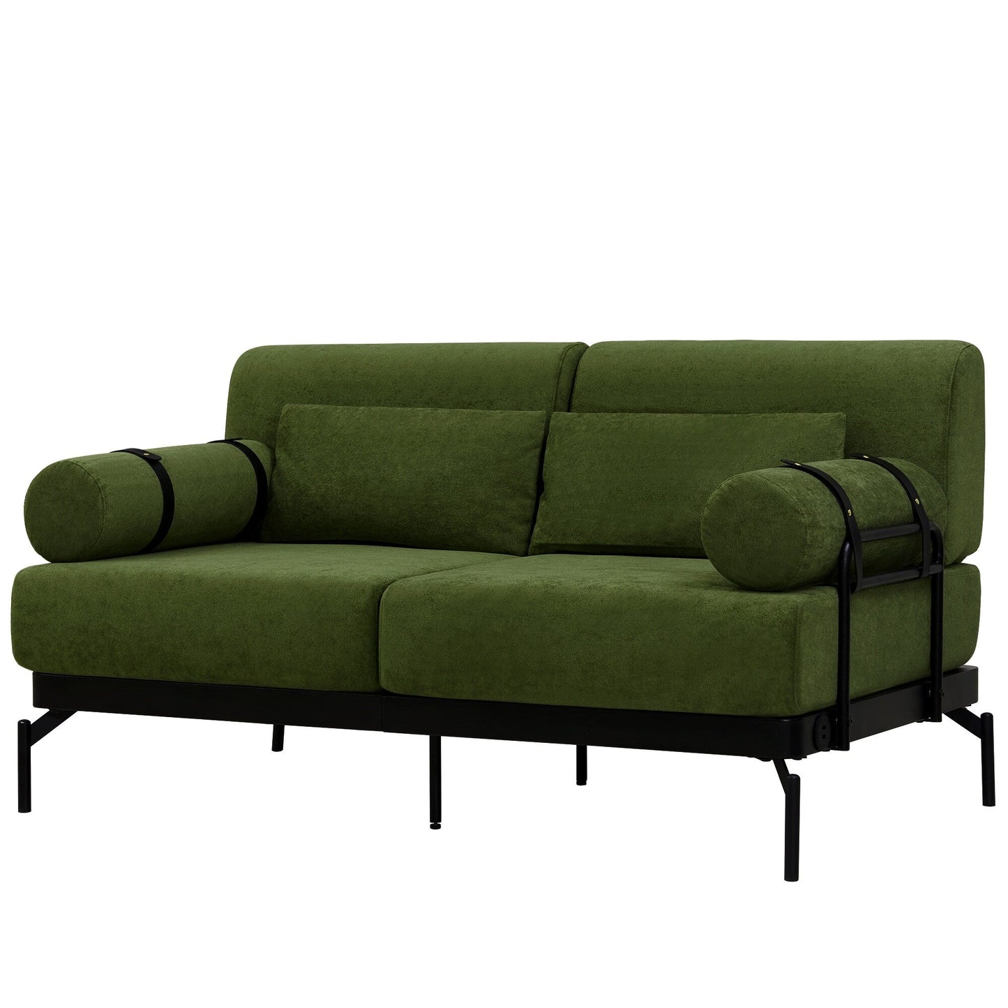 59 Chenille Modern Loveseat Sofa with USB Charging Ports, Cylindrical Armrests, and 440lb Capacity