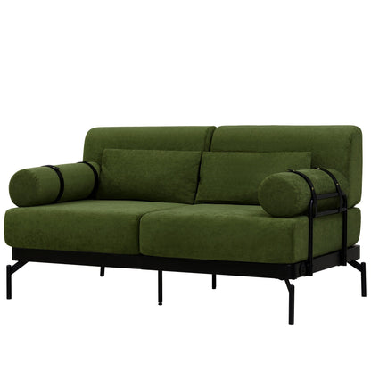 59 Chenille Modern Loveseat Sofa with USB Charging Ports, Cylindrical Armrests, and 440lb Capacity