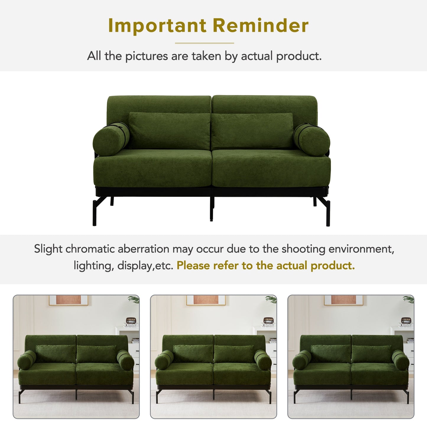59 Chenille Modern Loveseat Sofa with USB Charging Ports, Cylindrical Armrests, and 440lb Capacity