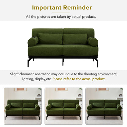 59 Chenille Modern Loveseat Sofa with USB Charging Ports, Cylindrical Armrests, and 440lb Capacity