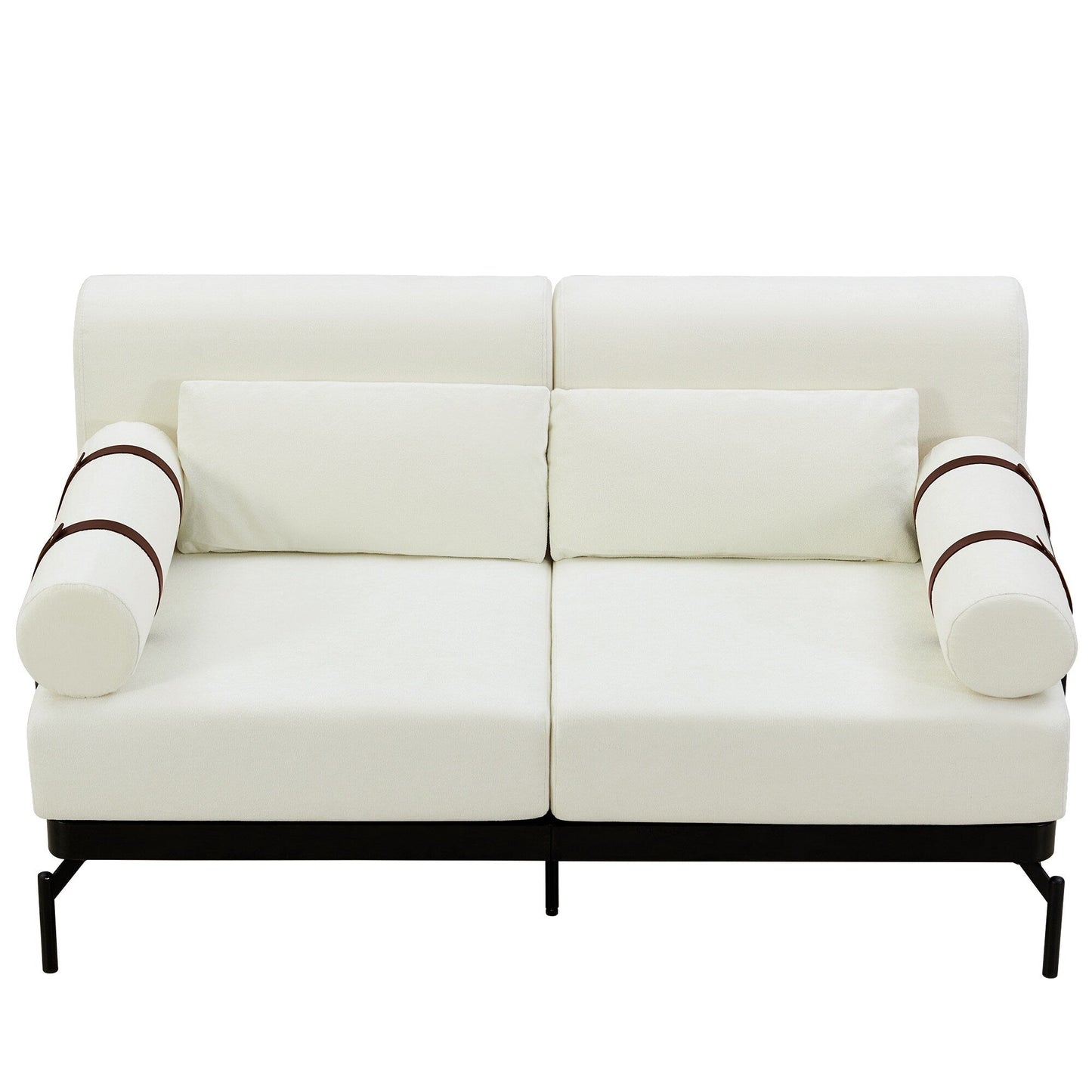 59 Chenille Modern Loveseat Sofa with USB Charging Ports, Cylindrical Armrests, and 440lb Capacity