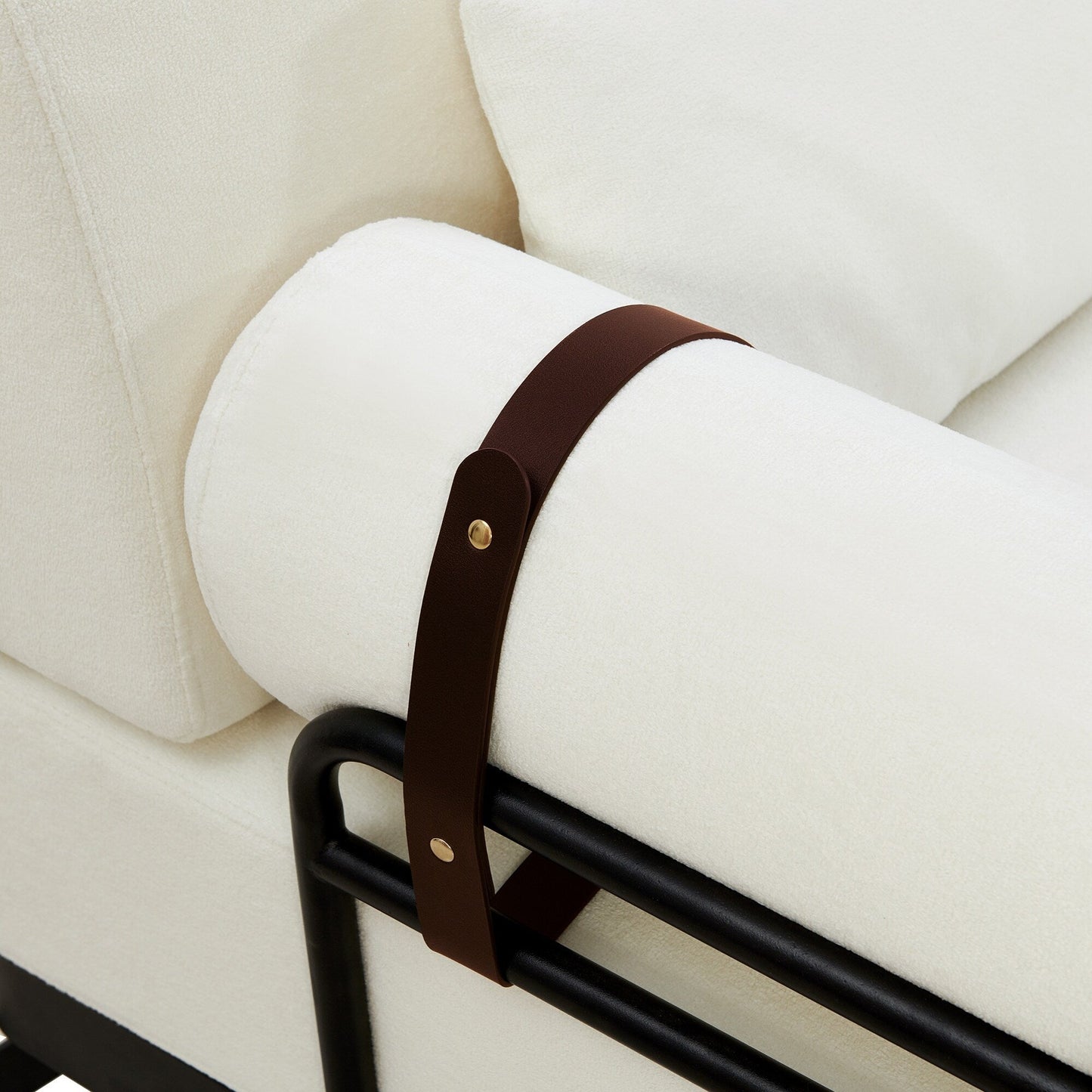 59 Chenille Modern Loveseat Sofa with USB Charging Ports, Cylindrical Armrests, and 440lb Capacity