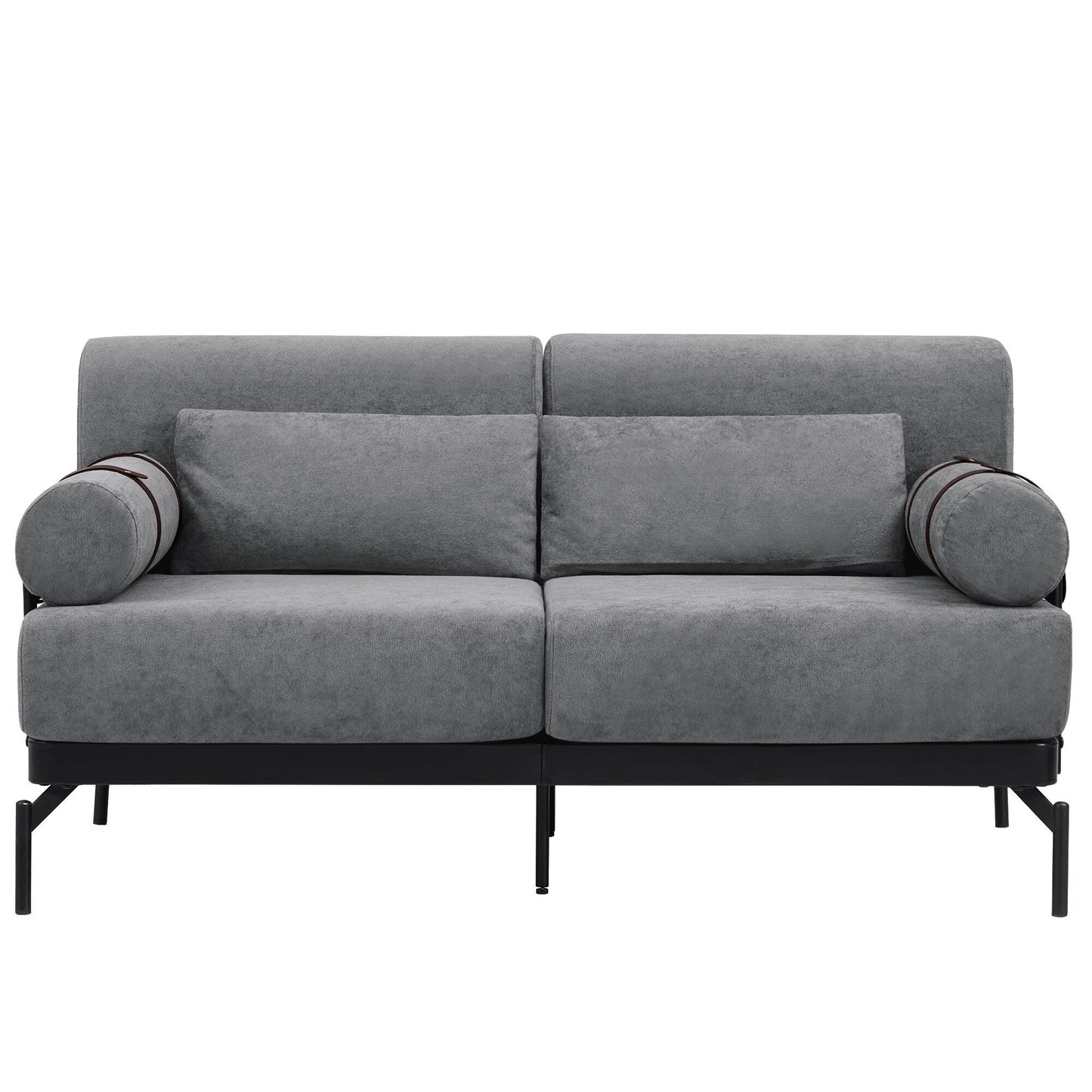 59 Chenille Modern Loveseat Sofa with USB Charging Ports, Cylindrical Armrests, and 440lb Capacity