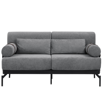 59 Chenille Modern Loveseat Sofa with USB Charging Ports, Cylindrical Armrests, and 440lb Capacity