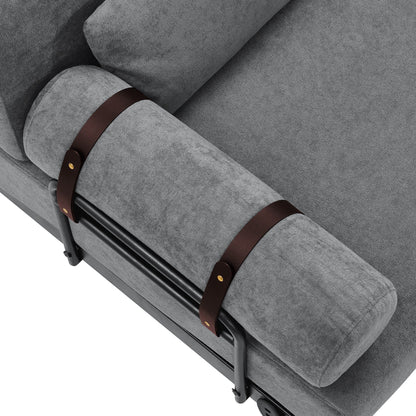 59 Chenille Modern Loveseat Sofa with USB Charging Ports, Cylindrical Armrests, and 440lb Capacity
