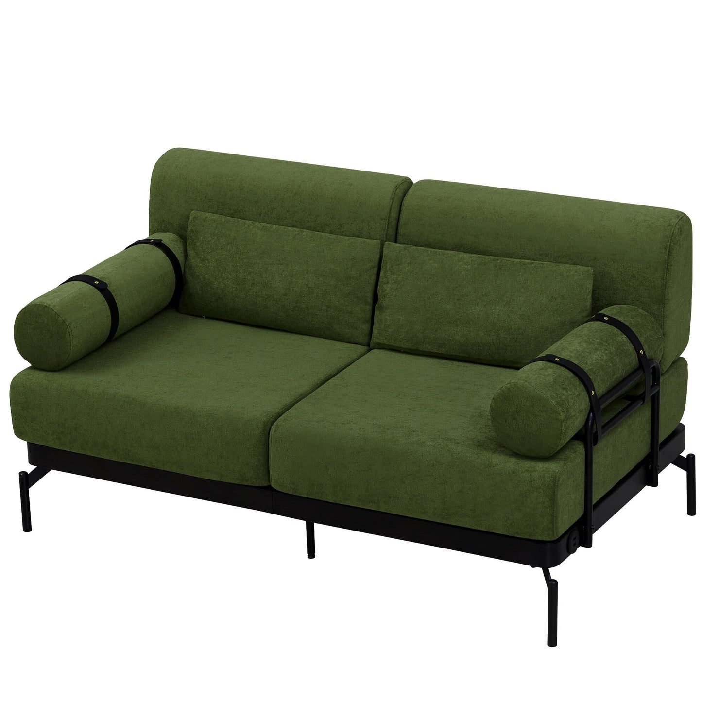 59 Chenille Modern Loveseat Sofa with USB Charging Ports, Cylindrical Armrests, and 440lb Capacity