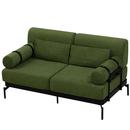 59 Chenille Modern Loveseat Sofa with USB Charging Ports, Cylindrical Armrests, and 440lb Capacity