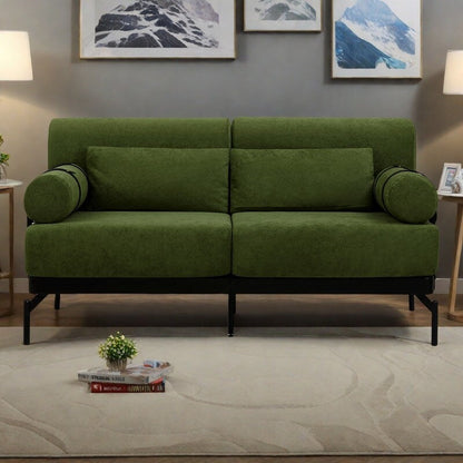 59 Chenille Modern Loveseat Sofa with USB Charging Ports, Cylindrical Armrests, and 440lb Capacity