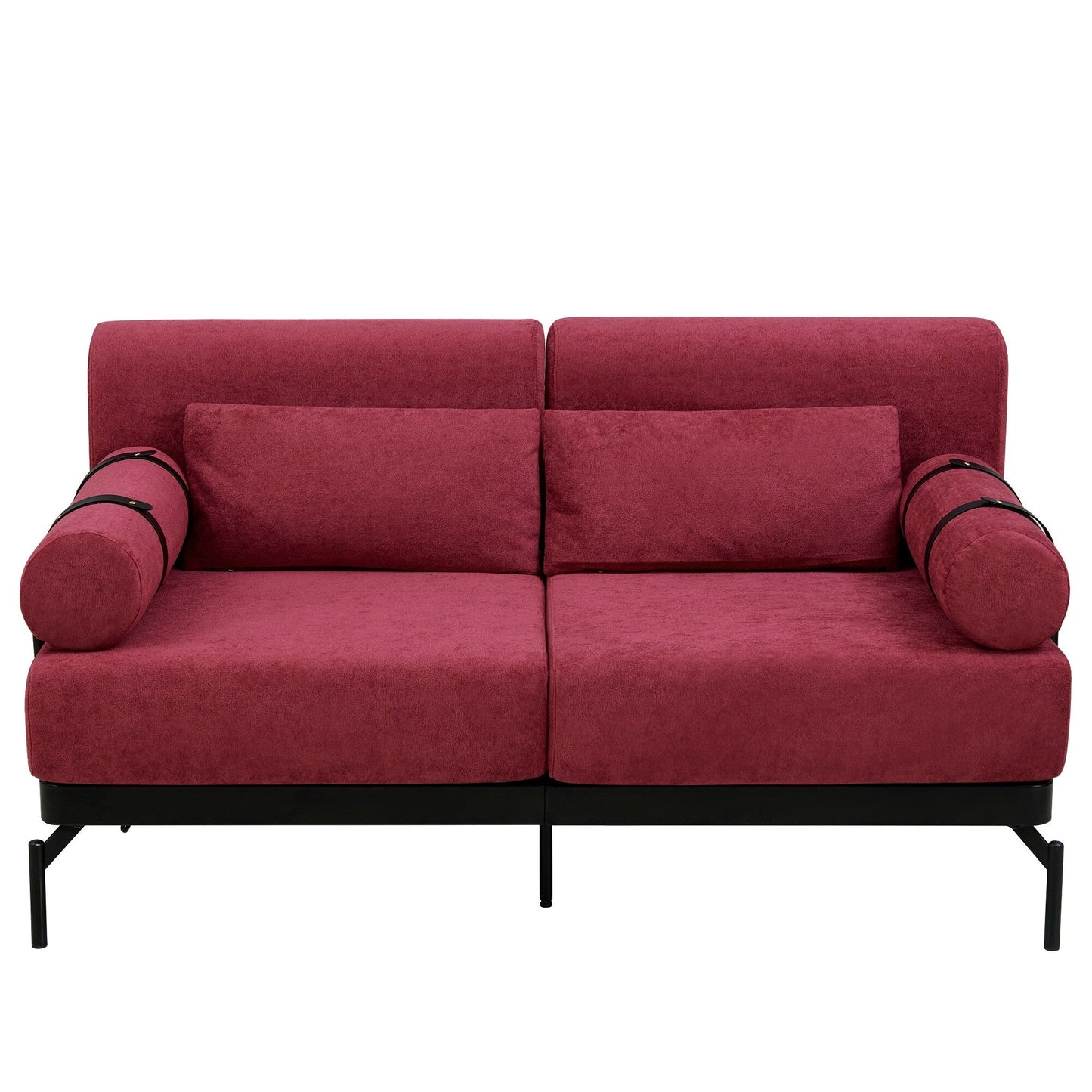59 Chenille Modern Loveseat Sofa with USB Charging Ports, Cylindrical Armrests, and 440lb Capacity