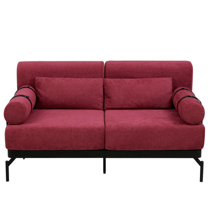 59 Chenille Modern Loveseat Sofa with USB Charging Ports, Cylindrical Armrests, and 440lb Capacity
