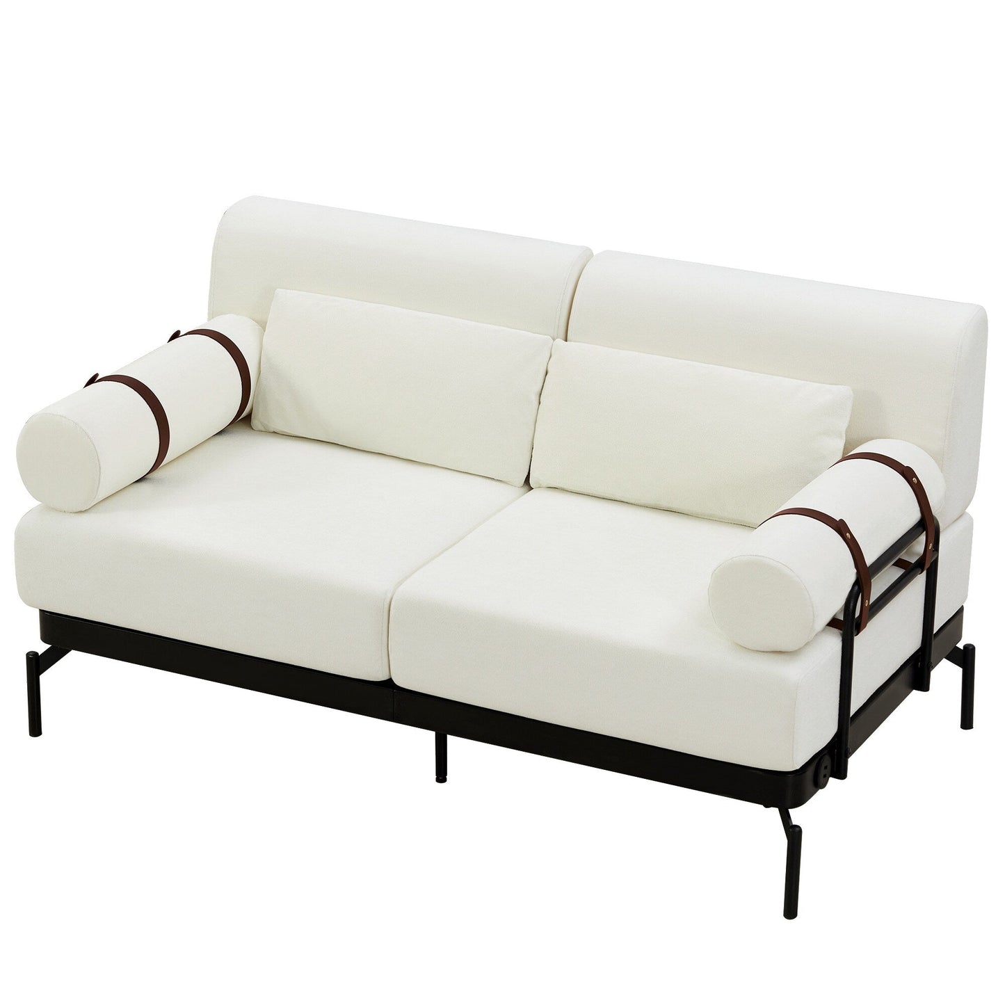 59 Chenille Modern Loveseat Sofa with USB Charging Ports, Cylindrical Armrests, and 440lb Capacity