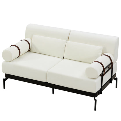 59 Chenille Modern Loveseat Sofa with USB Charging Ports, Cylindrical Armrests, and 440lb Capacity