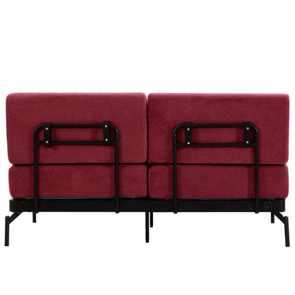 59 Chenille Modern Loveseat Sofa with USB Charging Ports, Cylindrical Armrests, and 440lb Capacity