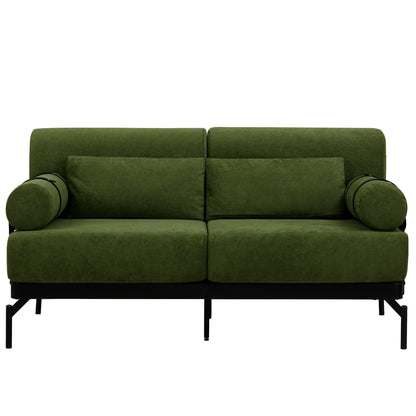 59 Chenille Modern Loveseat Sofa with USB Charging Ports, Cylindrical Armrests, and 440lb Capacity