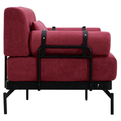 59 Chenille Modern Loveseat Sofa with USB Charging Ports, Cylindrical Armrests, and 440lb Capacity