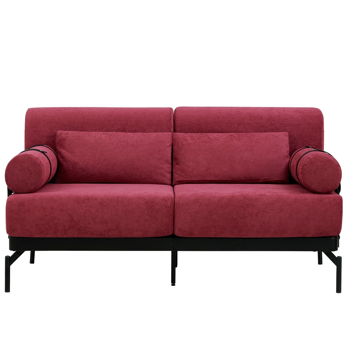 59 Chenille Modern Loveseat Sofa with USB Charging Ports, Cylindrical Armrests, and 440lb Capacity