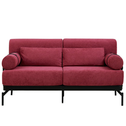 59 Chenille Modern Loveseat Sofa with USB Charging Ports, Cylindrical Armrests, and 440lb Capacity