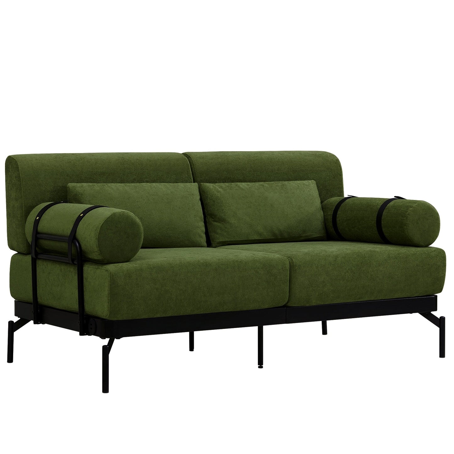59 Chenille Modern Loveseat Sofa with USB Charging Ports, Cylindrical Armrests, and 440lb Capacity