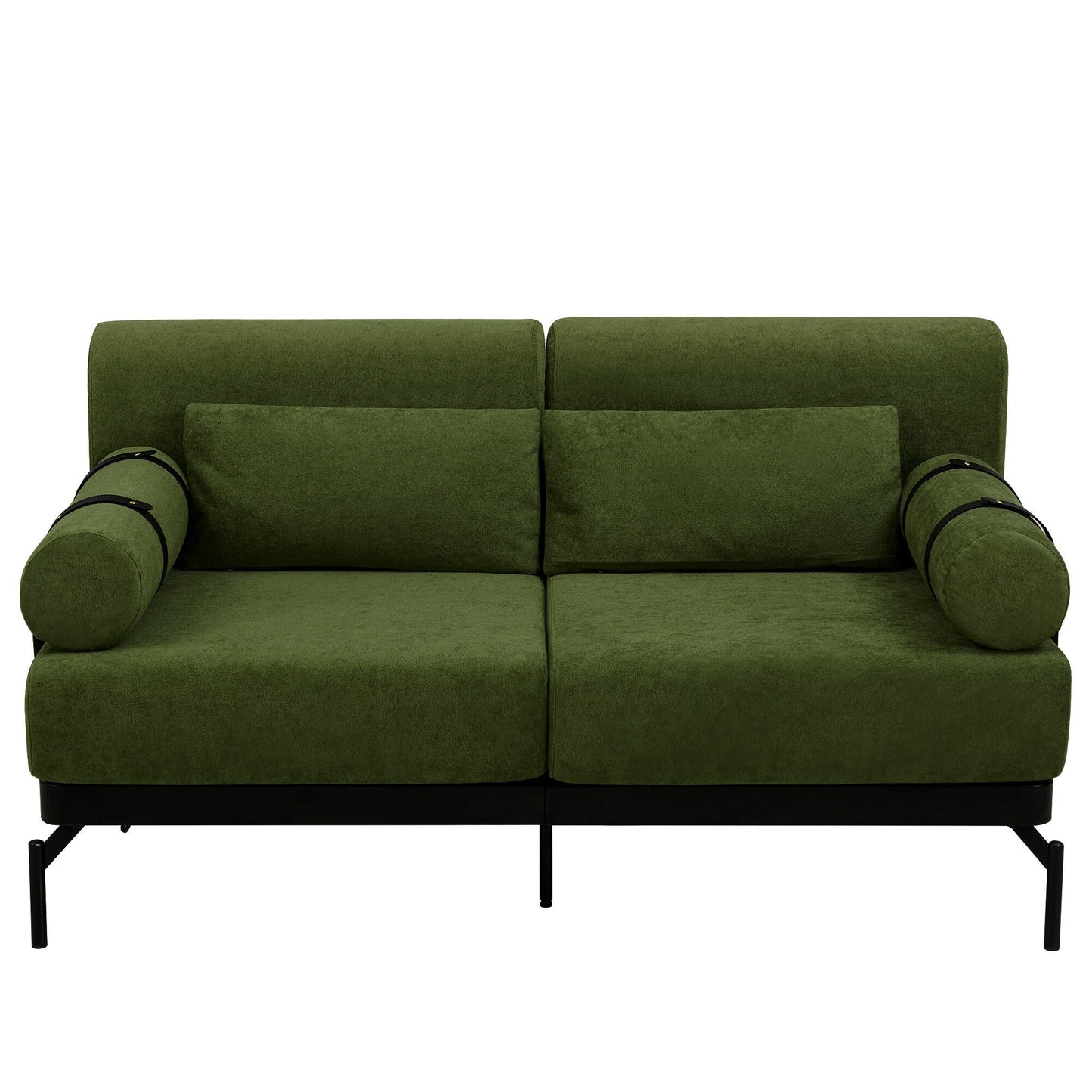 59 Chenille Modern Loveseat Sofa with USB Charging Ports, Cylindrical Armrests, and 440lb Capacity