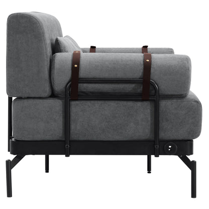 59 Chenille Modern Loveseat Sofa with USB Charging Ports, Cylindrical Armrests, and 440lb Capacity