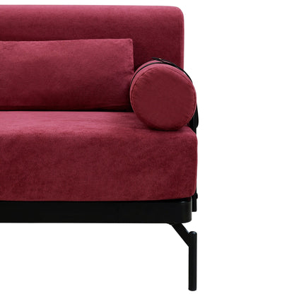 59 Chenille Modern Loveseat Sofa with USB Charging Ports, Cylindrical Armrests, and 440lb Capacity