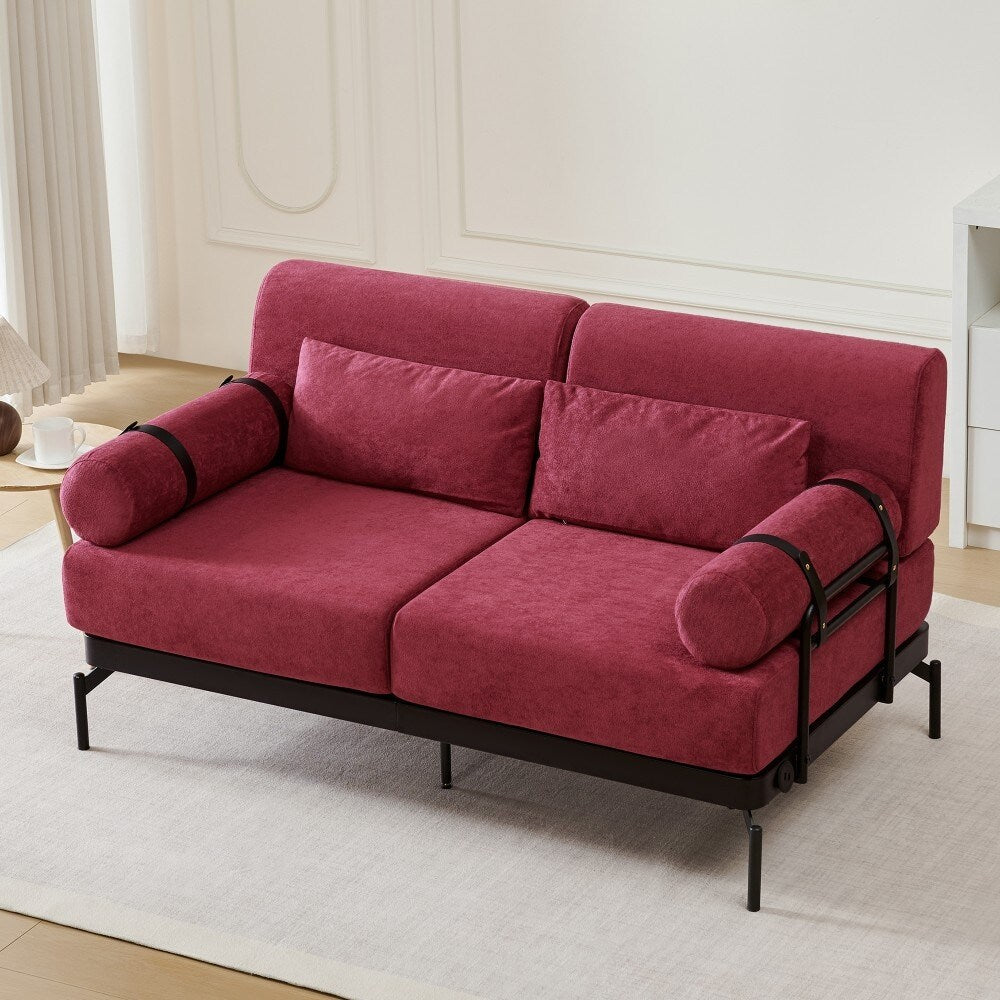 59 Modern 2-seater Sofa Couch with Flexible USB Ports and Cylindrical Armrests