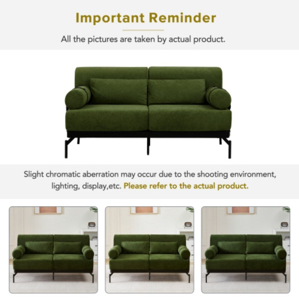 59 Modern 2-seater Sofa Couch with Flexible USB Ports and Cylindrical Armrests
