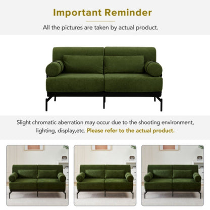 59 Modern 2-seater Sofa Couch with Flexible USB Ports and Cylindrical Armrests