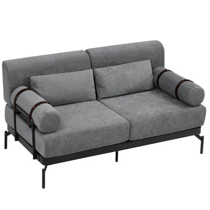 59 Modern 2-seater Sofa Couch with Flexible USB Ports and Cylindrical Armrests