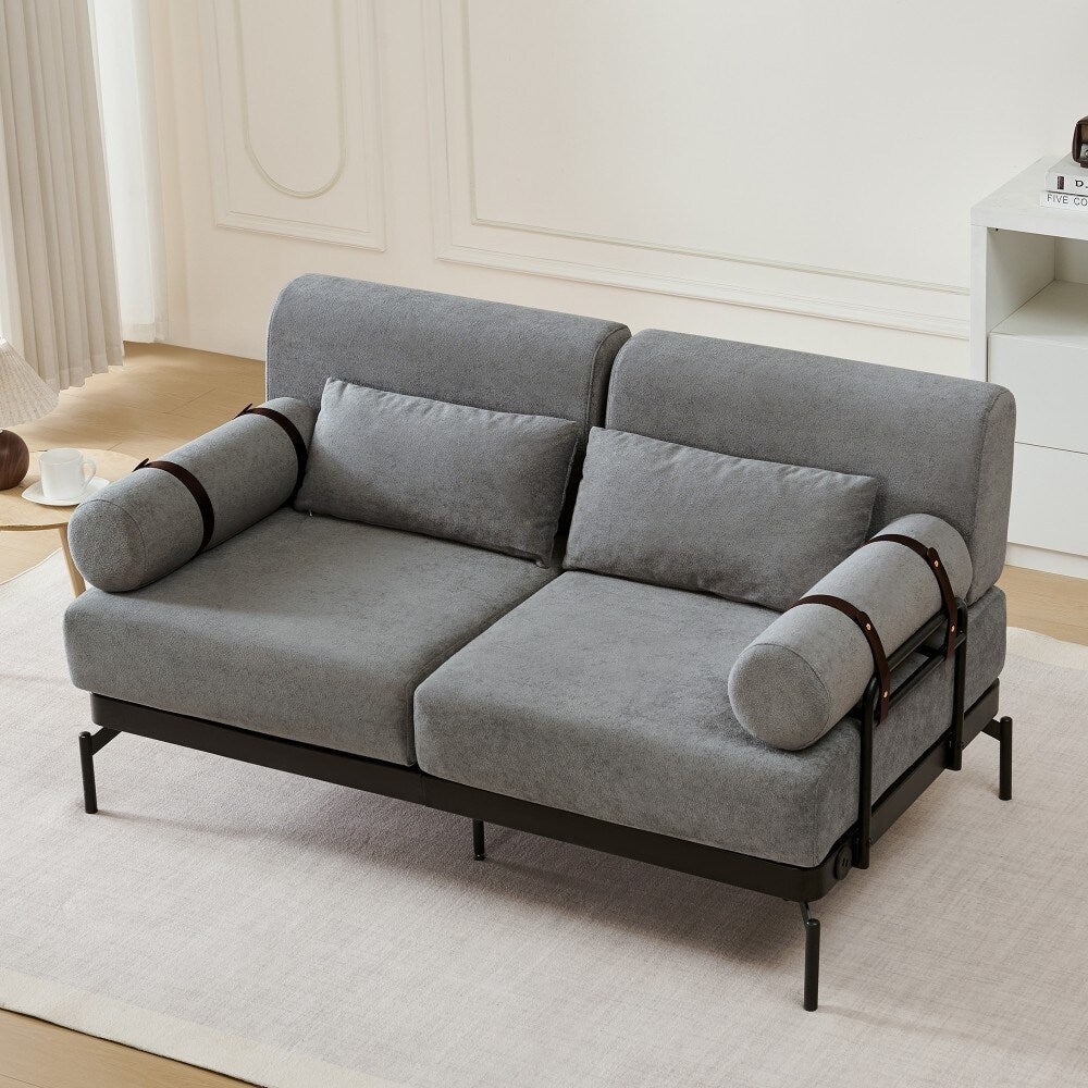 59 Modern 2-seater Sofa Couch with Flexible USB Ports and Cylindrical Armrests