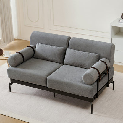 59 Modern 2-seater Sofa Couch with Flexible USB Ports and Cylindrical Armrests