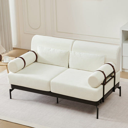 59 Modern 2-seater Sofa Couch with Flexible USB Ports and Cylindrical Armrests