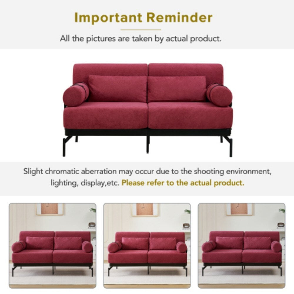 59 Modern 2-seater Sofa Couch with Flexible USB Ports and Cylindrical Armrests