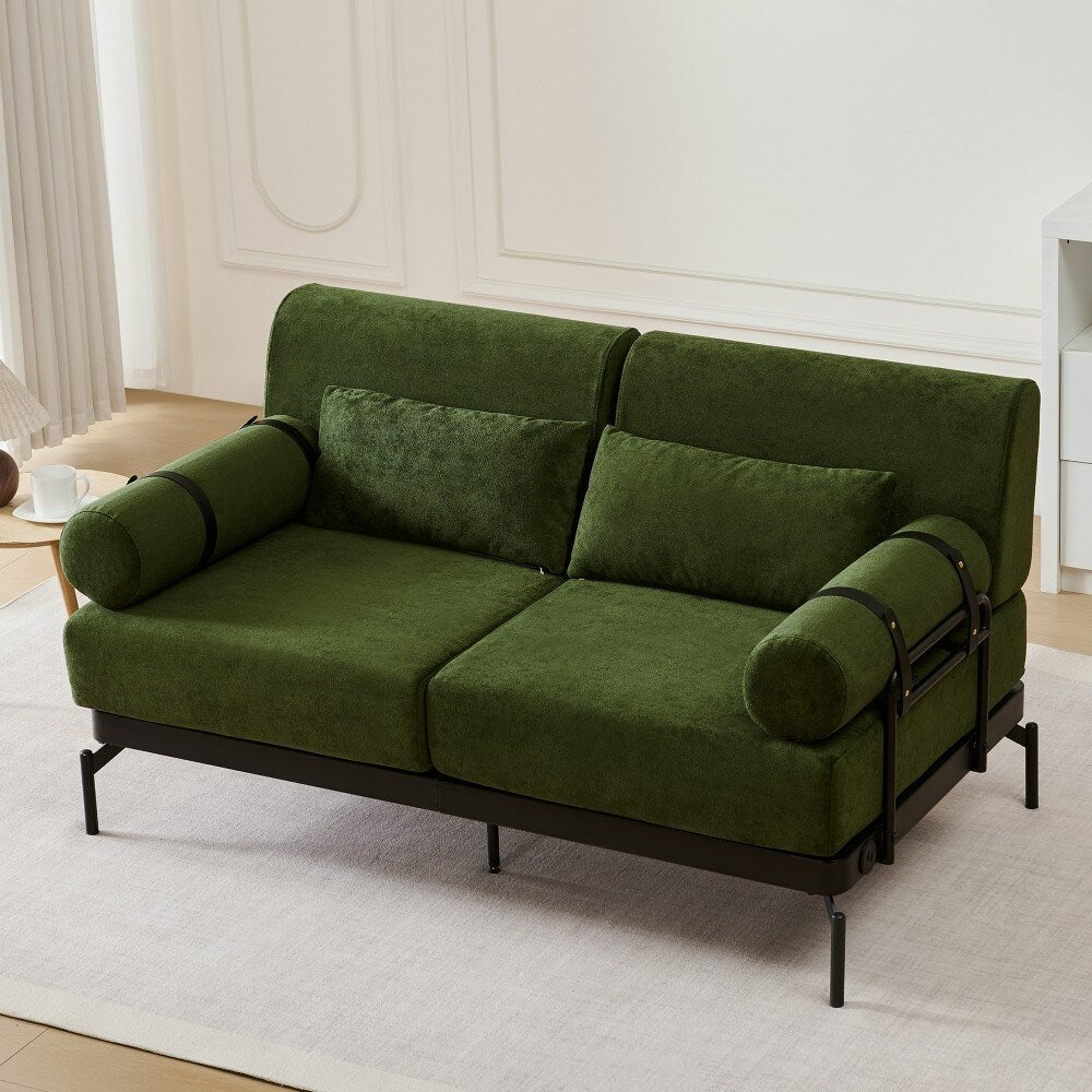 59 Modern 2-seater Sofa Couch with Flexible USB Ports and Cylindrical Armrests