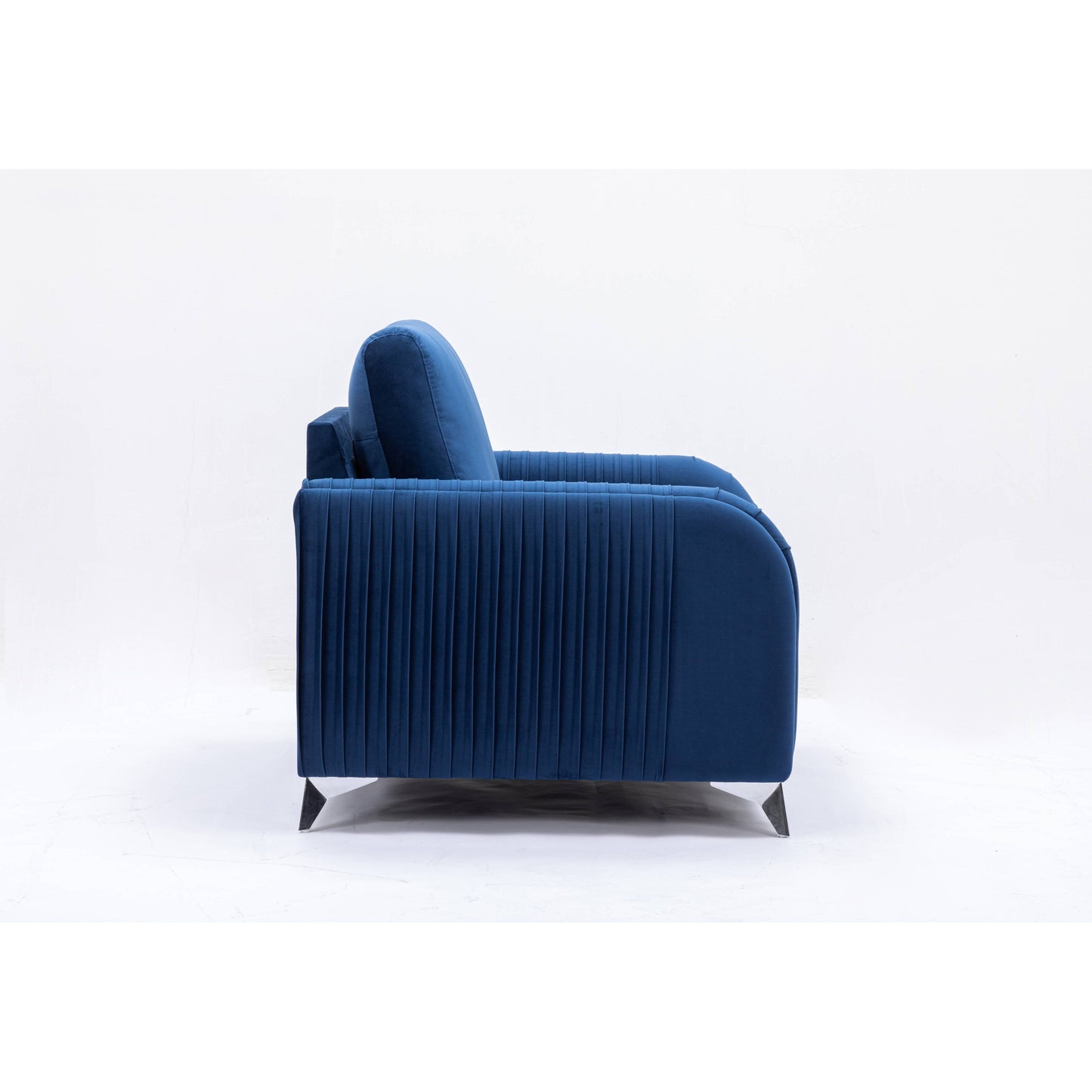 59 Velvet Loveseat Sofa with Vertical Pleating Armrests and Polished Chrome Trim Legs for Living Rooms