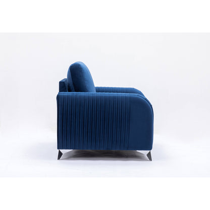 59 Velvet Loveseat Sofa with Vertical Pleating Armrests and Polished Chrome Trim Legs for Living Rooms