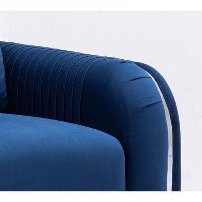 59 Velvet Loveseat Sofa with Vertical Pleating Armrests and Polished Chrome Trim Legs for Living Rooms