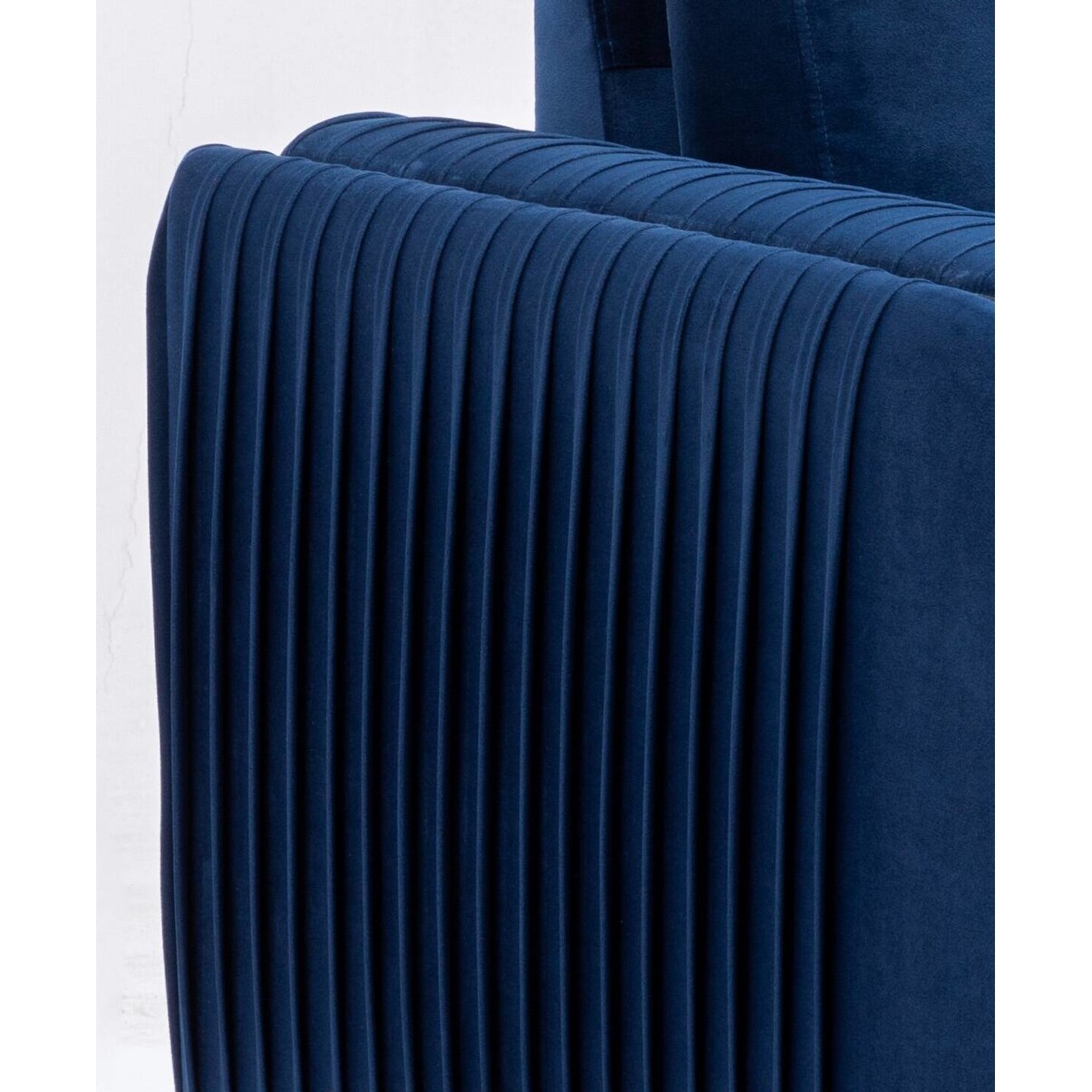 59 Velvet Loveseat Sofa with Vertical Pleating Armrests and Polished Chrome Trim Legs for Living Rooms