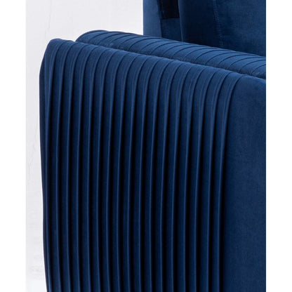 59 Velvet Loveseat Sofa with Vertical Pleating Armrests and Polished Chrome Trim Legs for Living Rooms