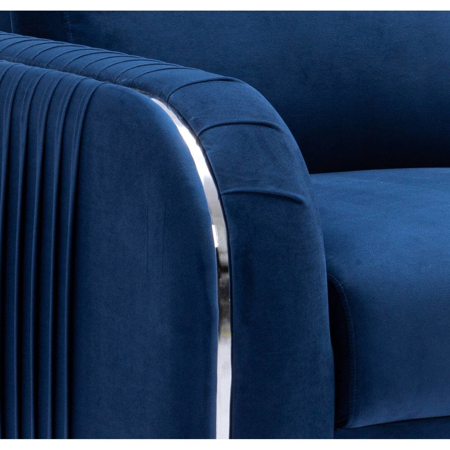 59 Velvet Loveseat Sofa with Vertical Pleating Armrests and Polished Chrome Trim Legs for Living Rooms