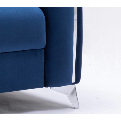 59 Velvet Loveseat Sofa with Vertical Pleating Armrests and Polished Chrome Trim Legs for Living Rooms