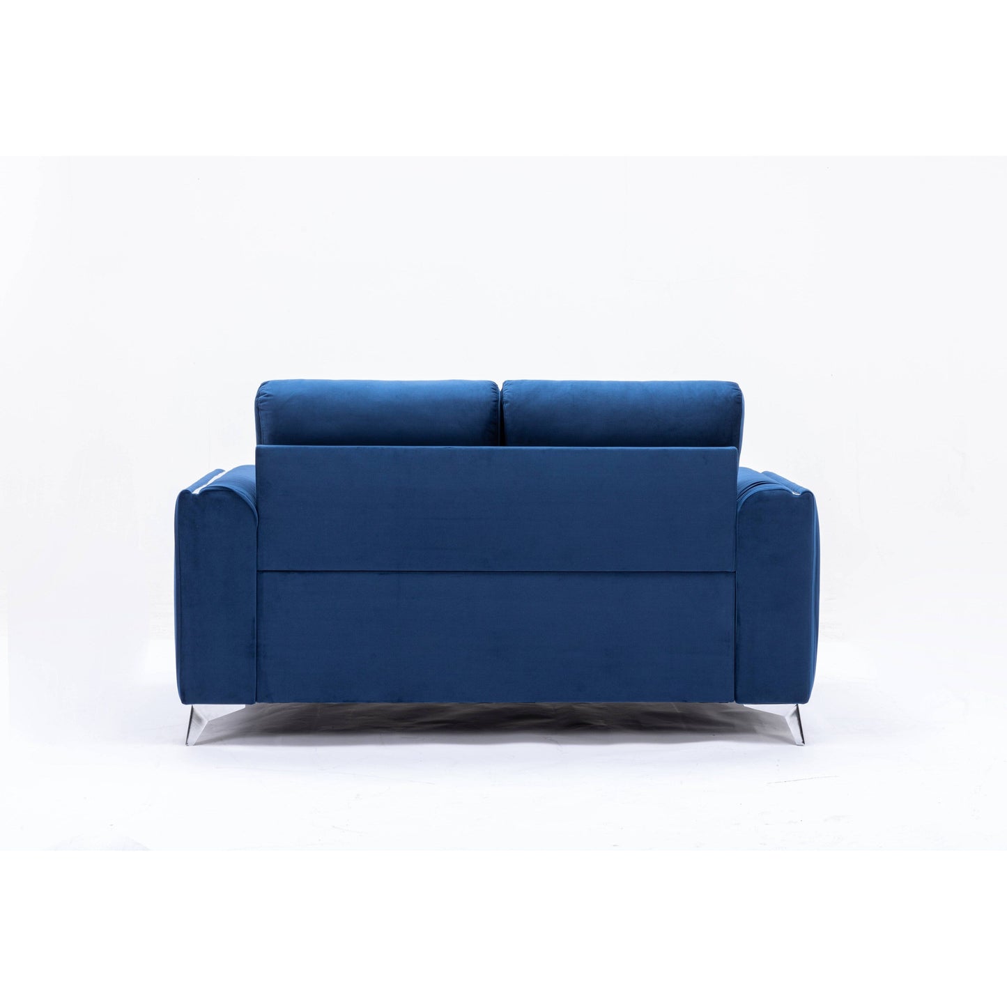 59 Velvet Loveseat Sofa with Vertical Pleating Armrests and Polished Chrome Trim Legs for Living Rooms