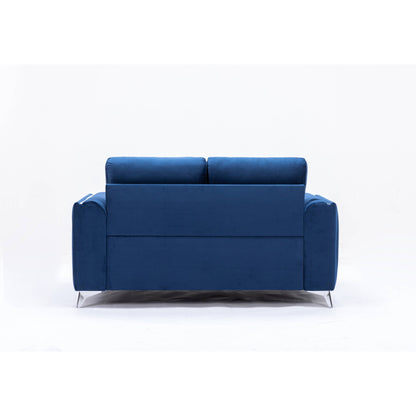59 Velvet Loveseat Sofa with Vertical Pleating Armrests and Polished Chrome Trim Legs for Living Rooms