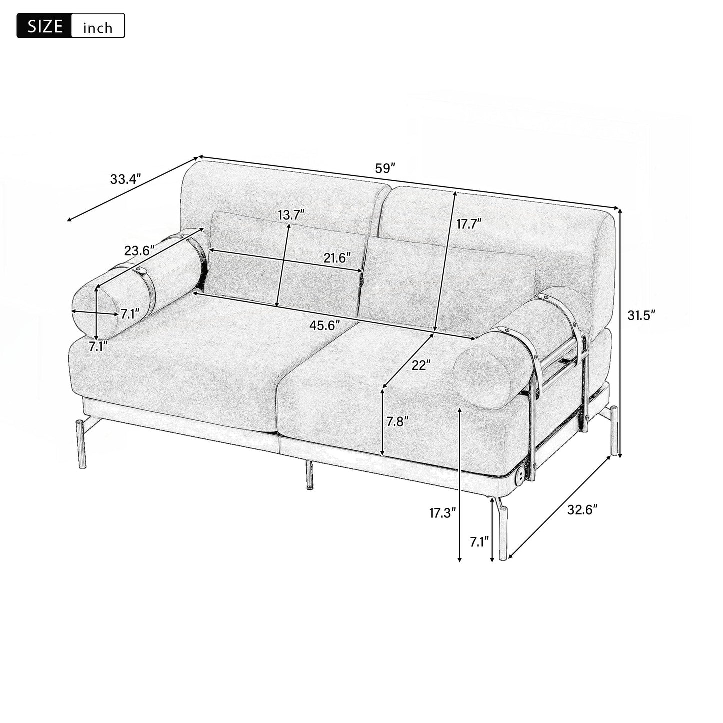 59inch Modern Loveseat Sofa