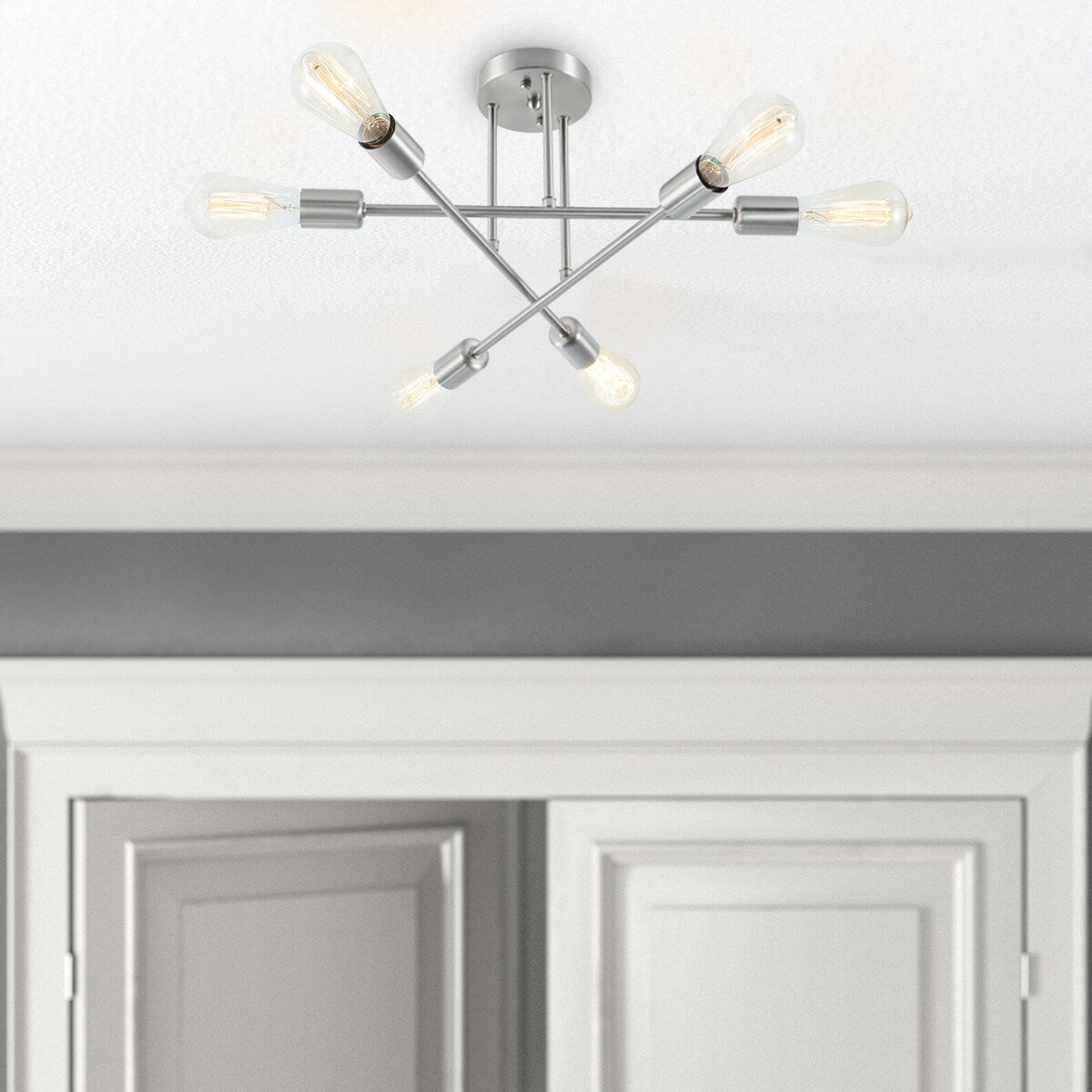 6 - Light Modern Metal 23.62'' Sputnik Semi-Flush Mount Ceiling Light