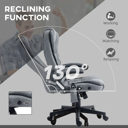 6 Point Massage Reclining Chair Executive Office Chair Ergonomic High Back Armchair with Lumbar Heating