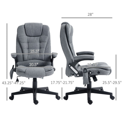 6 Point Massage Reclining Chair Executive Office Chair Ergonomic High Back Armchair with Lumbar Heating