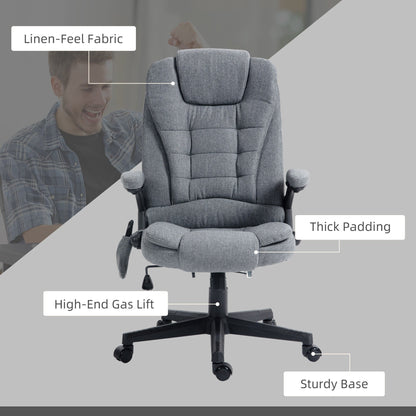 6 Point Massage Reclining Chair Executive Office Chair Ergonomic High Back Armchair with Lumbar Heating