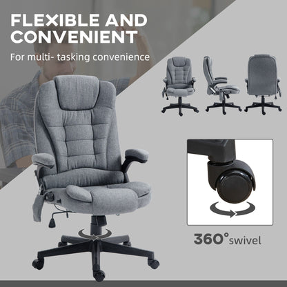 6 Point Massage Reclining Chair Executive Office Chair Ergonomic High Back Armchair with Lumbar Heating