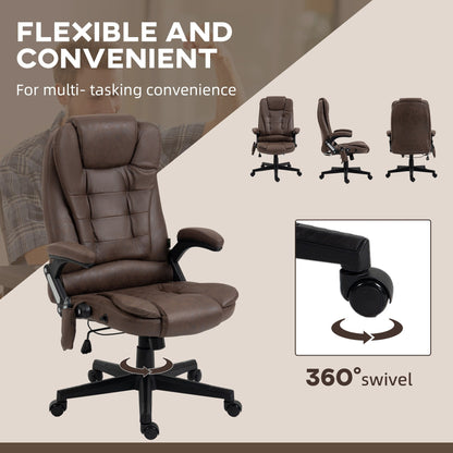 6 Point Vibrating Massage Office Chair Microfiber High Back Executive Office Chair with Heat, Padded Armrests and Remote